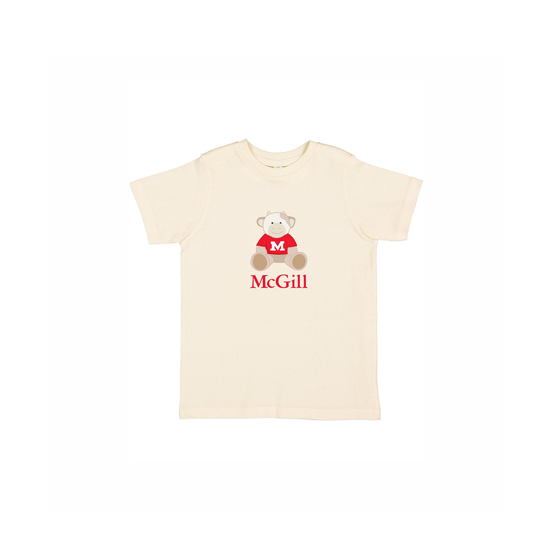 TODDLER – This cute crew neck t-shirt for toddlers has short sleeves and a ribbed collar. Worn layered or alone, is it soft yet durable. Includes an adorable cartoon cow and the McGill wordmark.  A cute gift idea for your favourite little one.