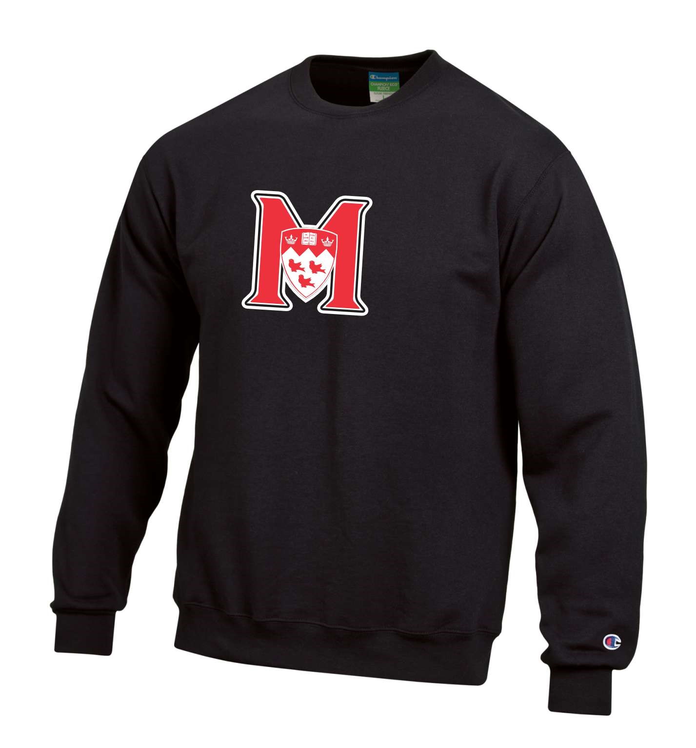 UNISEX - Show your support for all our McGill sports teams with this Champion crewneck sweatshirt. Features rib knit cuffs and waistband, and the McGill Athletics logo on the front.