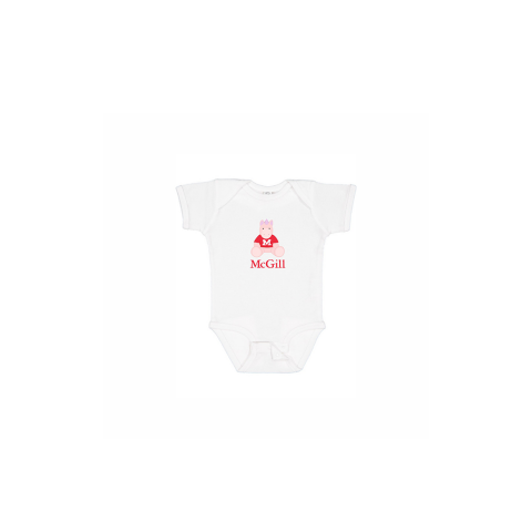 INFANT - Get them into the McGill state of mind early! This one-piece short sleeve bodysuit features lap shoulders and a 3-snap closure for those quick and easy outfit changes. Includes an adorable cartoon unicorn and the McGill wordmark.  An ideal gift for new parents.