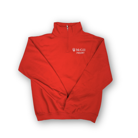 UNISEX - Cozy up with this McGill Parent 1/4-zip fleece. Not only is it pill-resistant it also features rib cuffs, a ribbed waistband, and a premium embroidered McGill Parent logo on the left chest.