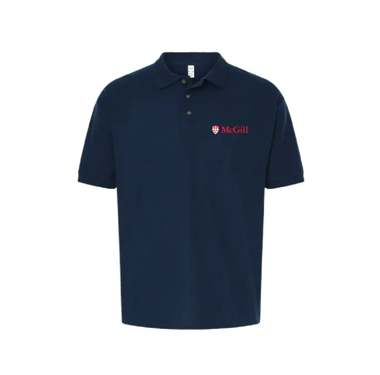 Nacvy McGill polo shirt with embroidered McGill crest, classic fit, short sleeves, and collar.
