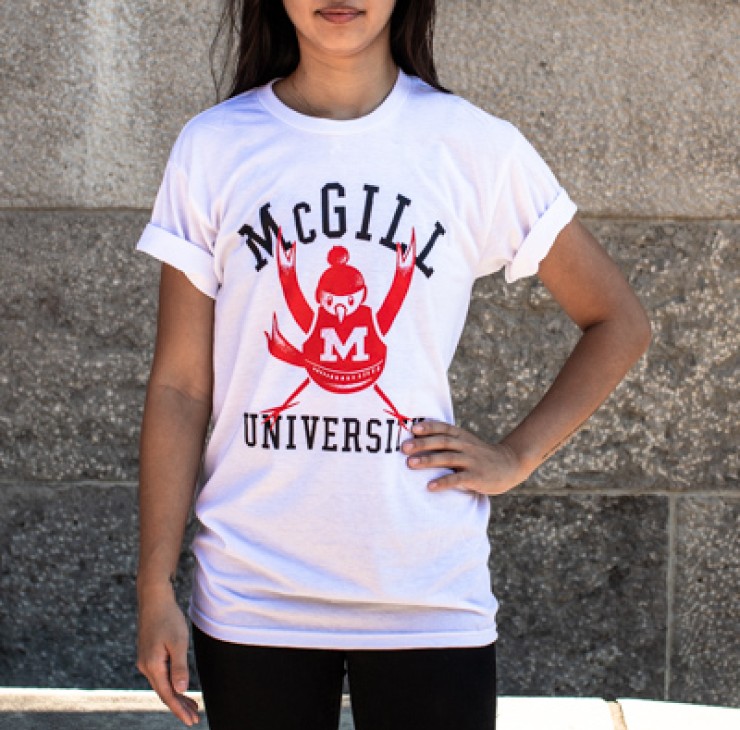 MCGILL T SHIRT VINTAGE CHEERING MARTLET WHITE