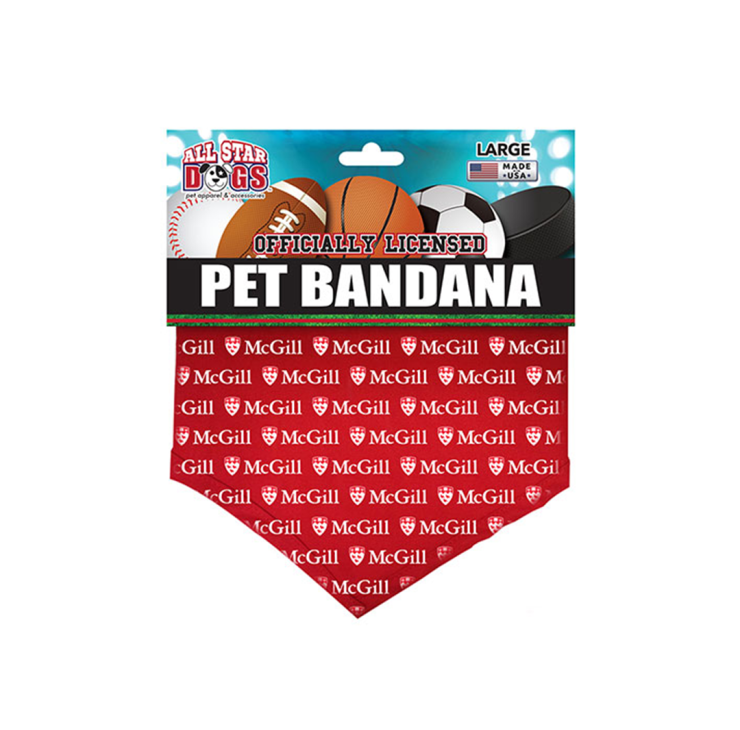 Red pet bandana with McGill logo