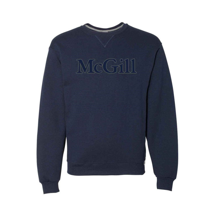 Crewneck sweatshirt featuring an embroidered tone on tone McGill logo for a minimalist look