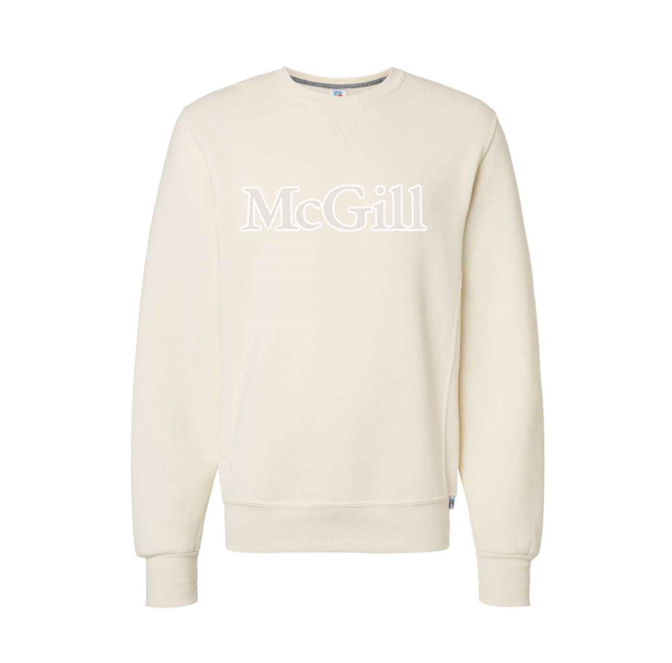 Crewneck sweatshirt featuring an embroidered tone on tone McGill logo for a minimalist look