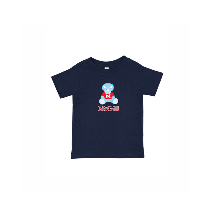 TODDLER – This cute crew neck t-shirt for toddlers has short sleeves and a ribbed collar. Worn layered or alone, is it soft yet durable. Includes an adorable cartoon triceratops and the McGill wordmark.  A cute gift idea for your favourite little one.