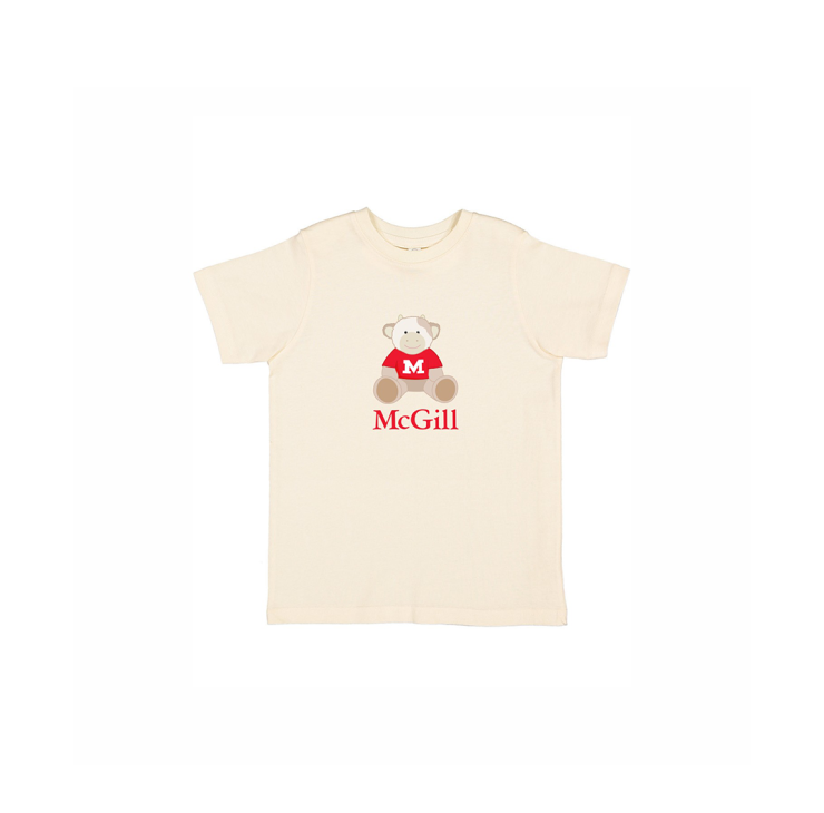 TODDLER – This cute crew neck t-shirt for toddlers has short sleeves and a ribbed collar. Worn layered or alone, is it soft yet durable. Includes an adorable cartoon cow and the McGill wordmark.  A cute gift idea for your favourite little one.