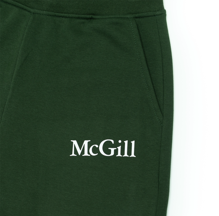 UNISEX - Comfortable and relaxed, these fleece joggers offer a tapered fit that's roomy through the thighs and hips and gradually narrowing towards the ankles for a modern, athletic silhouette. With side pockets and ribbed cuffs and waistband, they feature the McGill wordmark done in a white rubber print on the left hip