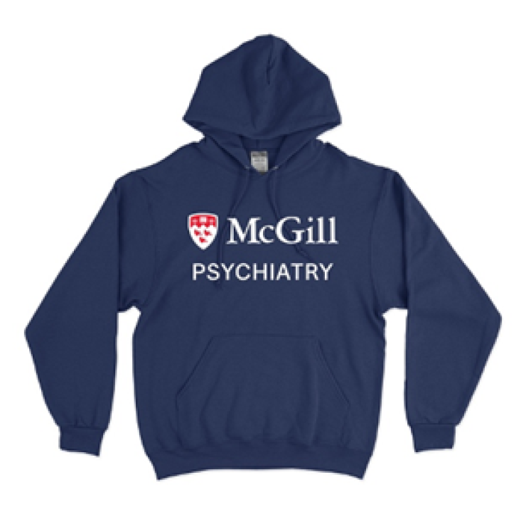 This cozy fleece hoodie is made from moisture wicking fabric and features a 2-ply hood, rib knit cuffs and waistband, and front kangaroo pocket.  It is embroidered with McGill Psychiatry across the chest