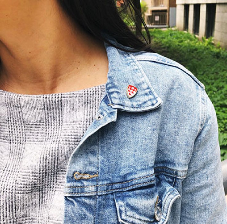 McGill Lapel Pin Red and White Crest