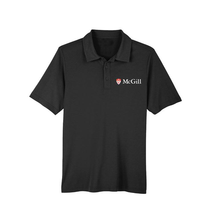 UNISEX – A classic polo shirt perfect for the golf course or everyday wear. This style combines a soft, cotton-feel performance fabric with moisture wicking and antimicrobial properties. Features dyed to match buttons and built in collar stays, as well as side vents for increased breathability. Complete with an embroidered left chest McGill logo