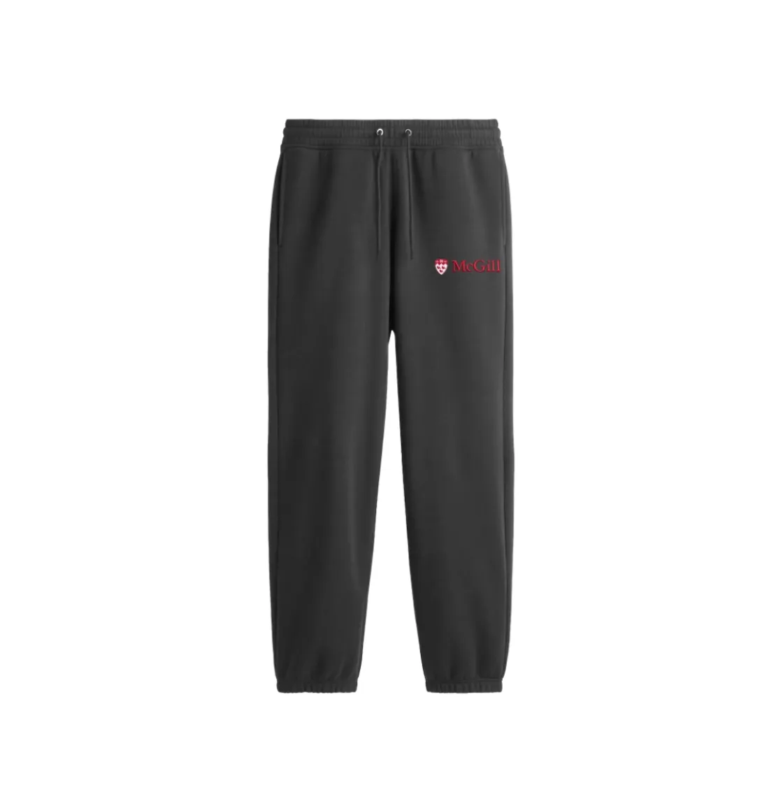 Charcoal McGill sweatpants with drawstring waist and embroidered logo.
