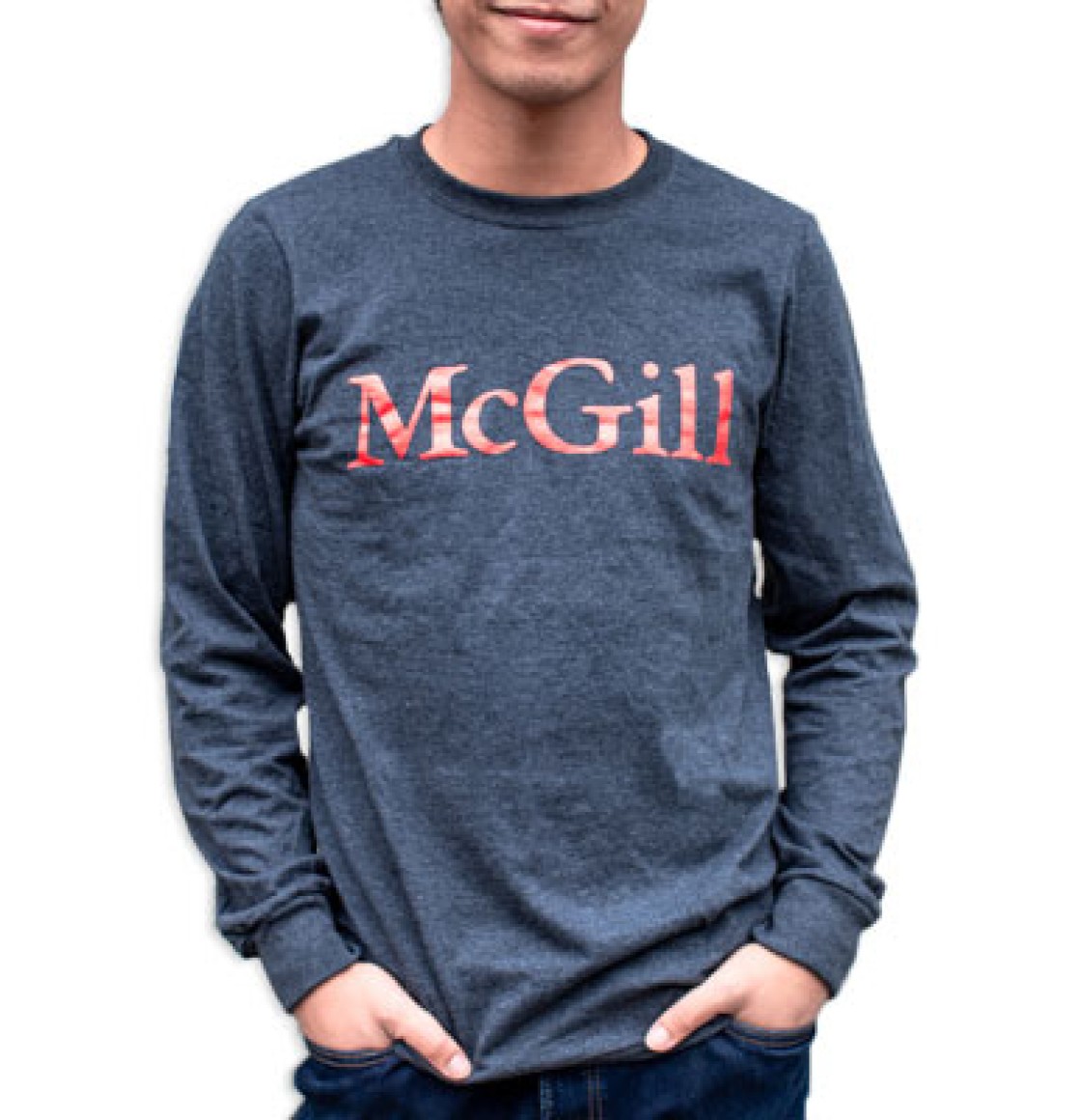 T SHIRT MENS LS ESSENTIAL BLACK-HEATHER