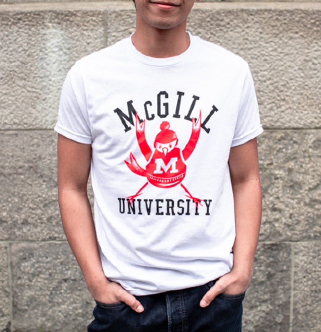 MCGILL T SHIRT VINTAGE CHEERING MARTLET WHITE