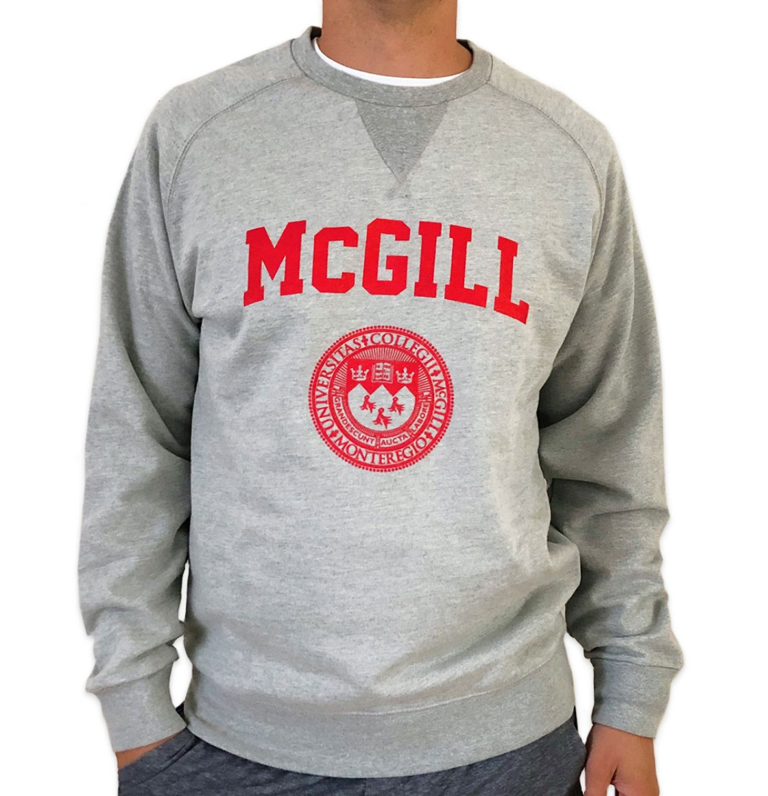CREW UNISEX VARSITY PRINT - M HEATHER GREY	