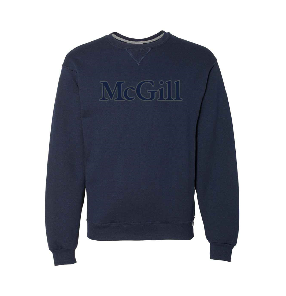 Crewneck sweatshirt featuring an embroidered tone on tone McGill logo for a minimalist look