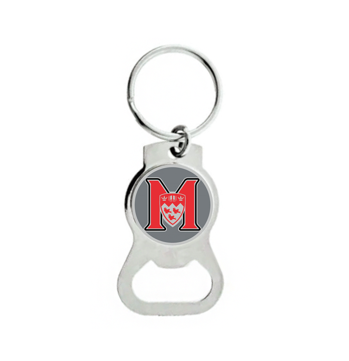 This bottle opener features a key ring and the McGill Athletics logo in full colour print on a soft enamel. Pop a bottle and cheer on your favourite team!