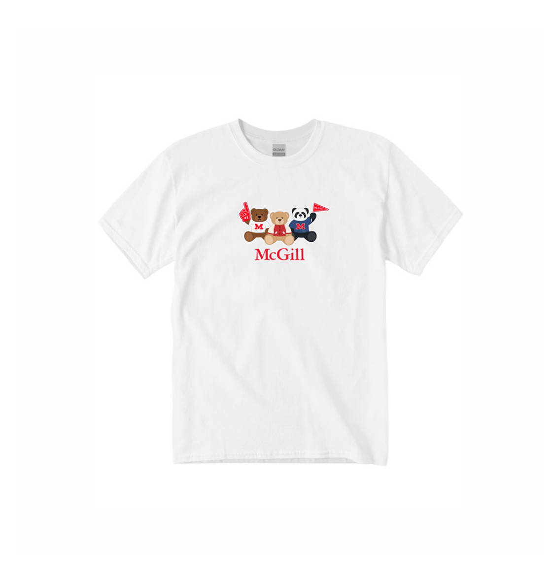 YOUTH – This cute crew neck t-shirt for kids has short sleeves and a ribbed collar. Worn layered or alone, it provides the perfect fit and a soft feel for everyday wear. Includes an adorable three bear design featuring the McGill wordmark. Perfect for the cutie in your life.