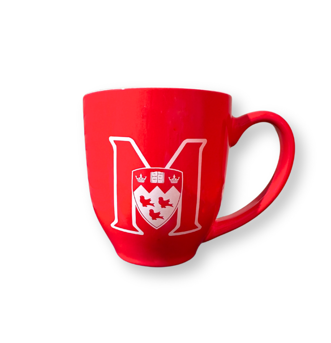 Take a sip and show your support for all things McGill Athletics! This large ceramic mug holds 16oz and has a red exterior with white interior. Features the McGill Athletics logo on the front and back. Dishwasher and microwave safe