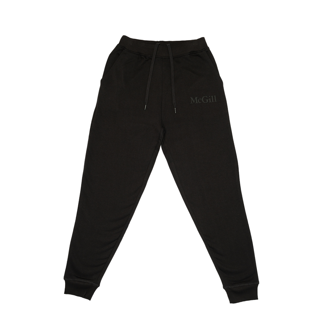  Comfortable and relaxed, these fleece joggers offer a tapered fit that's roomy through the thighs and hips and gradually narrowing towards the ankles for a modern, athletic silhouette. With side pockets and ribbed cuffs and waistband, they feature the McGill wordmark done in a tone-on-tone rubber print on the left hip