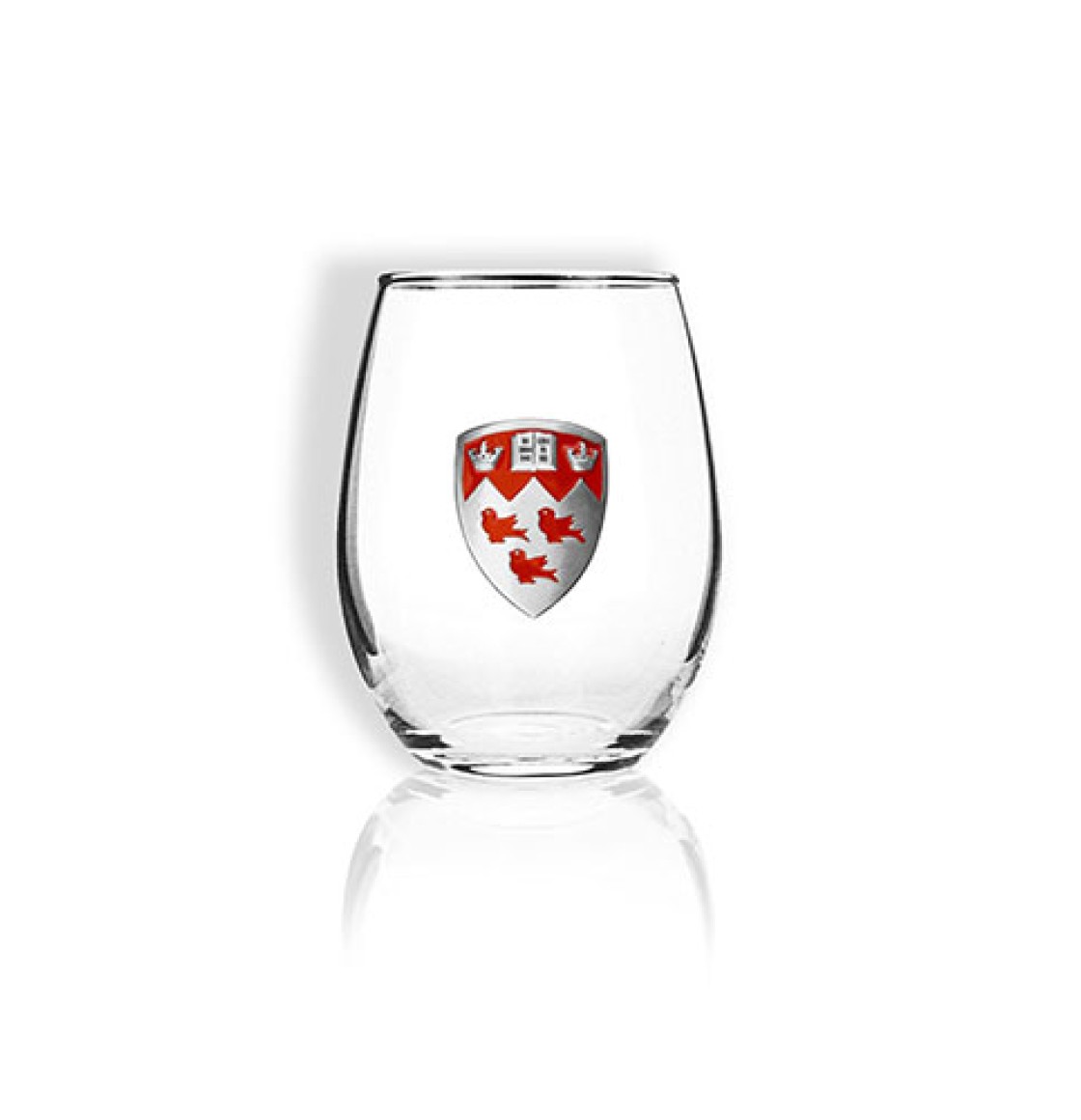 McGill Stemless Wine Glass with Pewter Crest