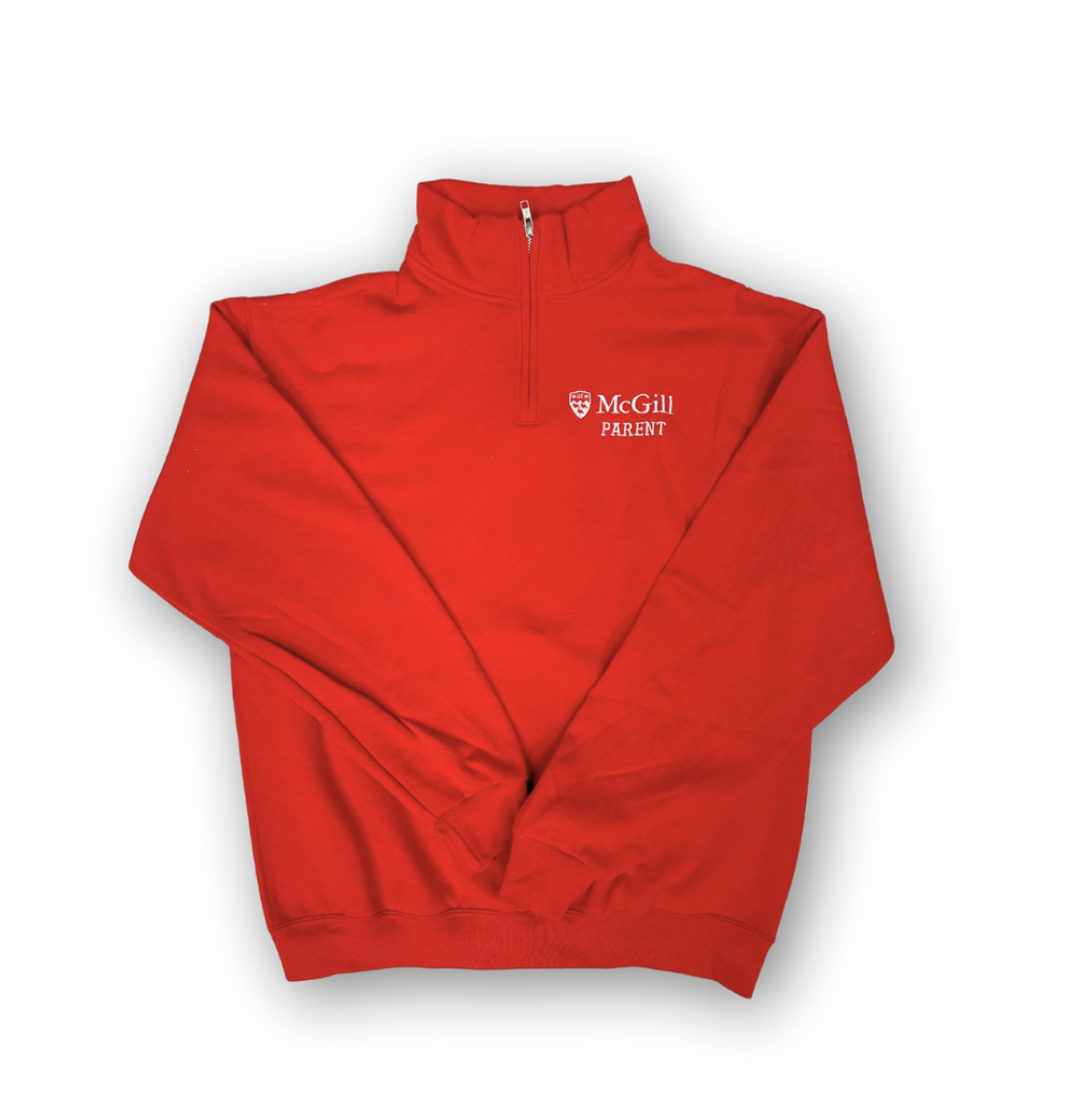UNISEX - Cozy up with this McGill Parent 1/4-zip fleece. Not only is it pill-resistant it also features rib cuffs, a ribbed waistband, and a premium embroidered McGill Parent logo on the left chest.