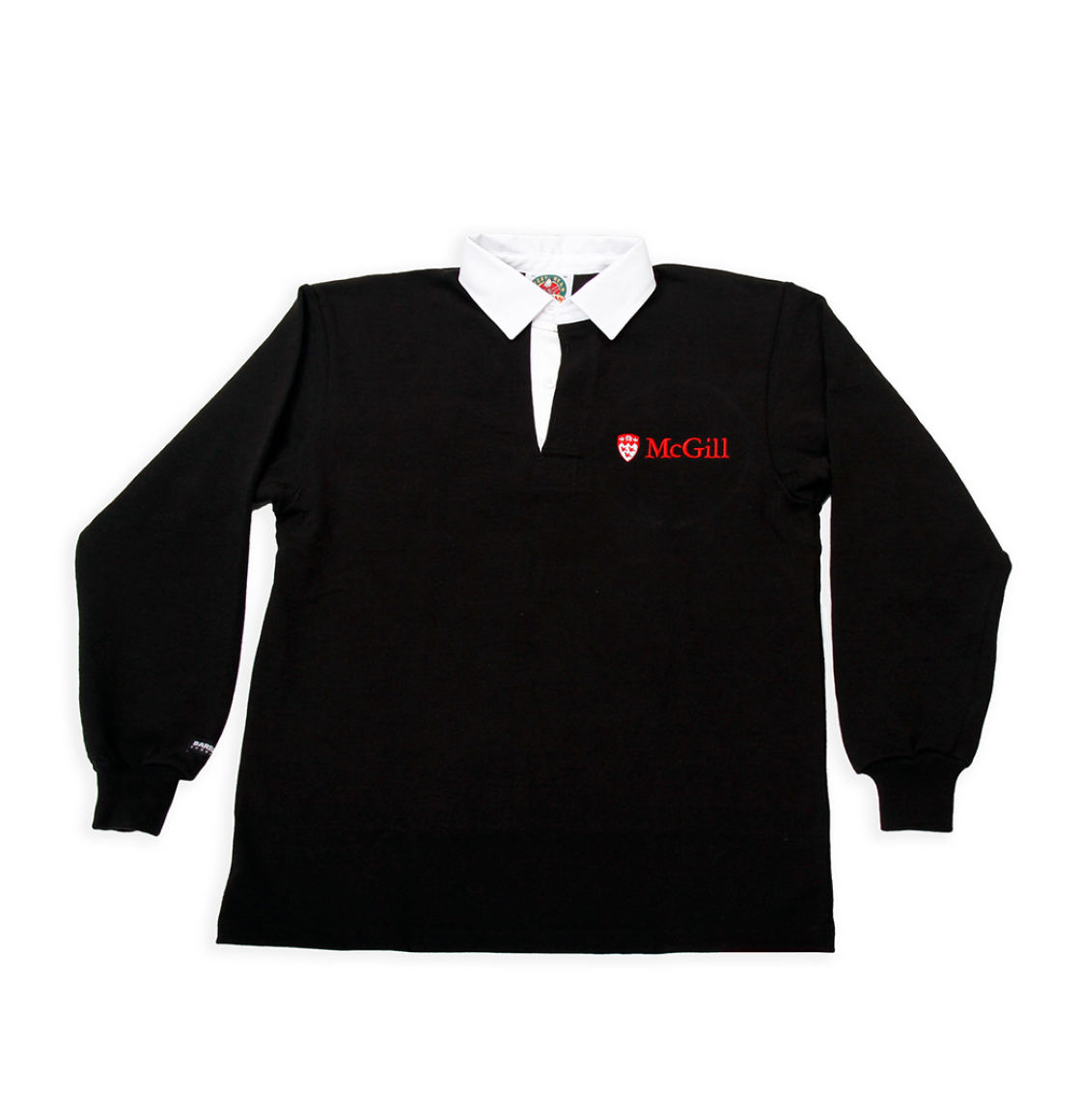 This traditional design features a single colour, perfect for understated casual and sporty appearance. These shirts are sewn from 12oz knit cotton and made to authentic game-day specifications. Embroidered with the McGill logo on the left chest, they features a traditional white collar and placket, and stretch cuffs. 
